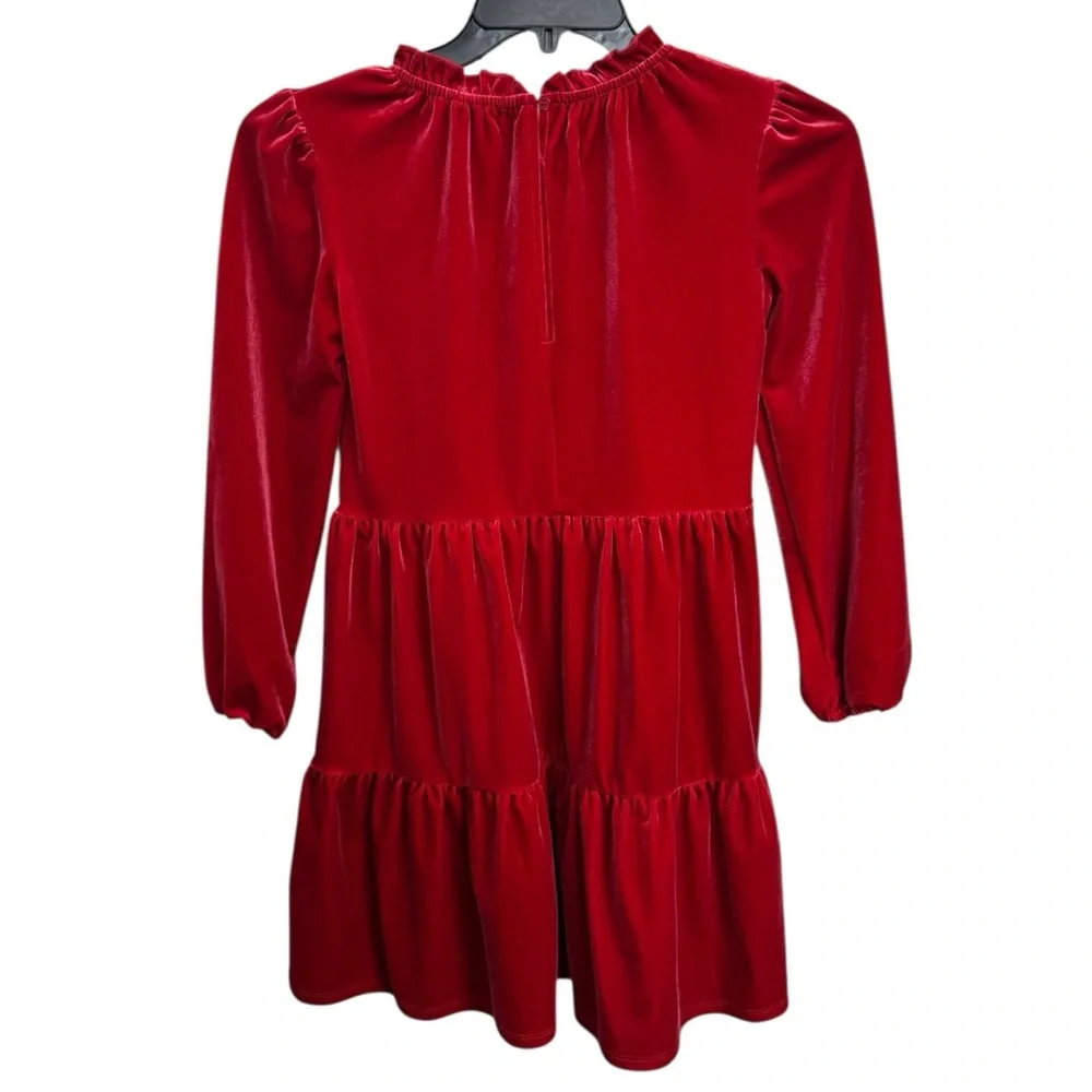 Copper Key Girls Red Ruched Tiered‎ Velvet Dress Size M